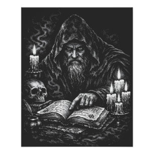 Póster Mago Estudando o Grimório — por BurnsInHell