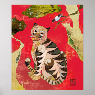 Poster Magpie e Tigre: Arte Folclórica Coreana