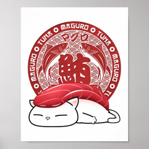 Poster Maguro Tuna Sushi Cat