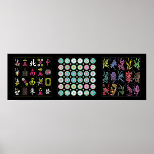 Poster Mah Jongg Azulejo