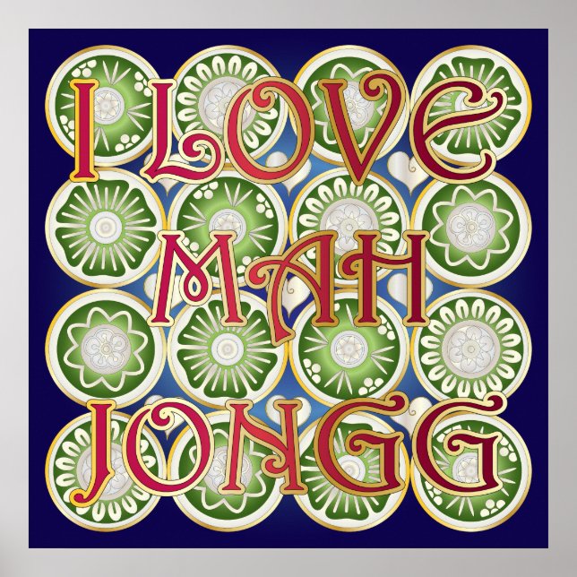 Póster Mah Jongg Namorados I Love MJ (Frente)