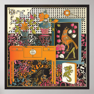 Póster Mah Jongg Orange Mesa