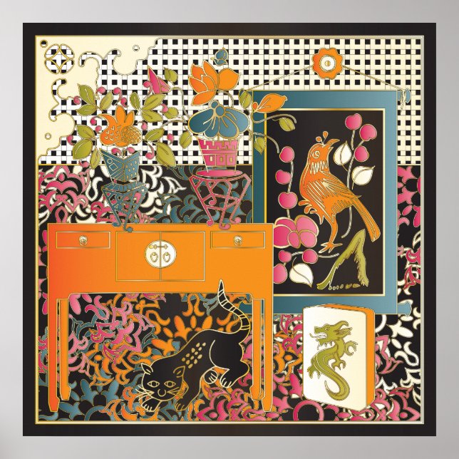 Póster Mah Jongg Orange Mesa (Frente)