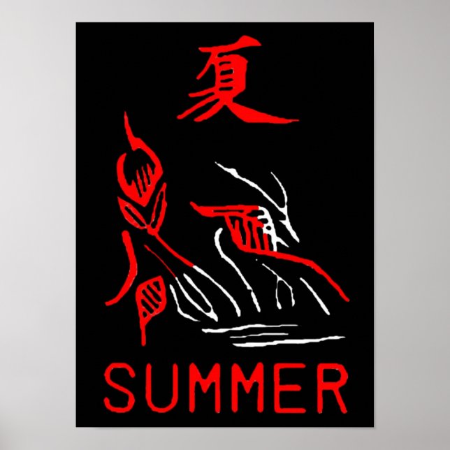 Póster Mahjong Azulejo, Summer , Sobre Fundo Preto (Frente)