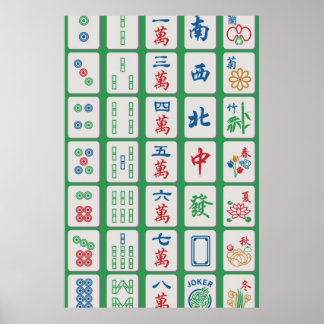 Poster Mahjong Azulejos em verde