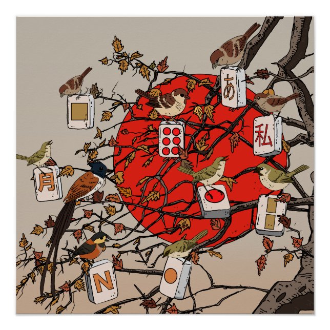 Póster Mahjong Birds Game (Frente)