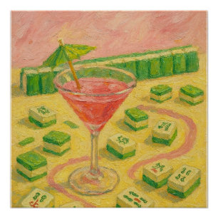 Póster Mahjong Chic Pintura Coquetel