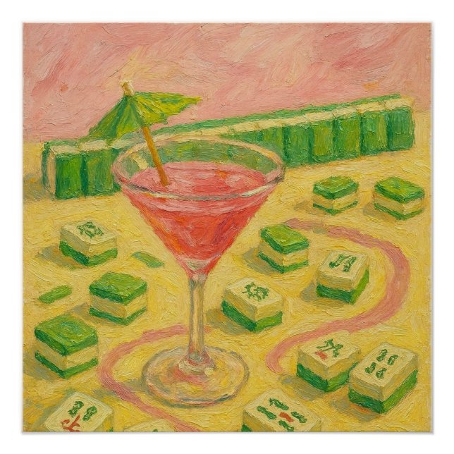 Póster Mahjong Chic Pintura Coquetel  (Frente)