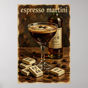 Poster Mahjong de Coquetel Vintage Retro