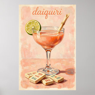 Poster Mahjong de Coquetel Vintage Retro