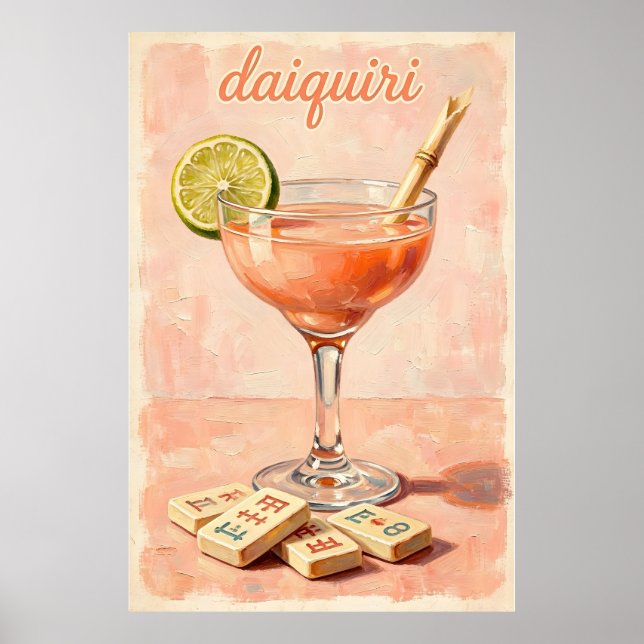 Poster Mahjong de Coquetel Vintage Retro (Frente)