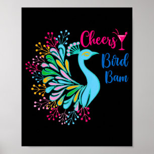 Poster Mahjong de Ervilha Vivas Pássaro Bam Vinho Chinês