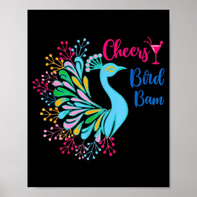 Poster Mahjong de Ervilha Vivas Pássaro Bam Vinho Chinês  (Frente)