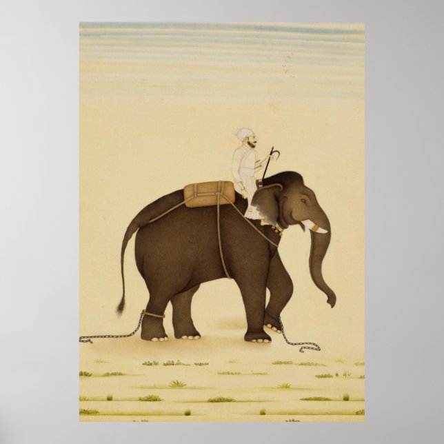 Póster Mahout Rodando uma Pintura Elefante (século 18) (Frente)