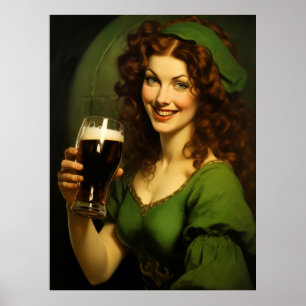 Poster Maiden Bebendo Beer Fantasy
