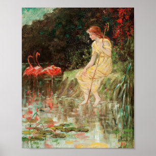 Poster Maiden com Flamingos   Frederick Stuart Church