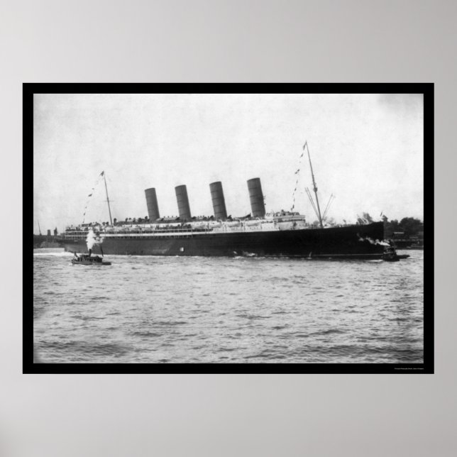Poster Maiden Voyage da Lusitânia 1907 (Frente)