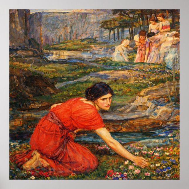 Poster Maidens picking Flowers by a Stream by Waterhouse (Frente)