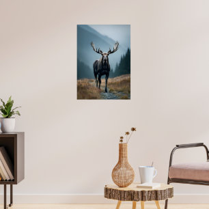 Poster Maiestosa Moose no Vale de Montanha