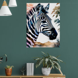 Poster Maiestosa Zebra em Aquarela