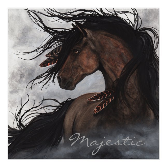 Póster Maiestoso Enfumaçado Horse por Bihrle Poster (Frente)