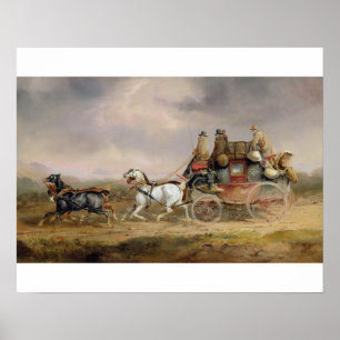 Poster Mail Coaches on Road: The Louth-London Royal M