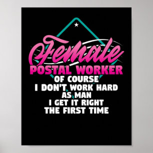 Poster Mail Lady Carrier Female Postal Trabalha Como