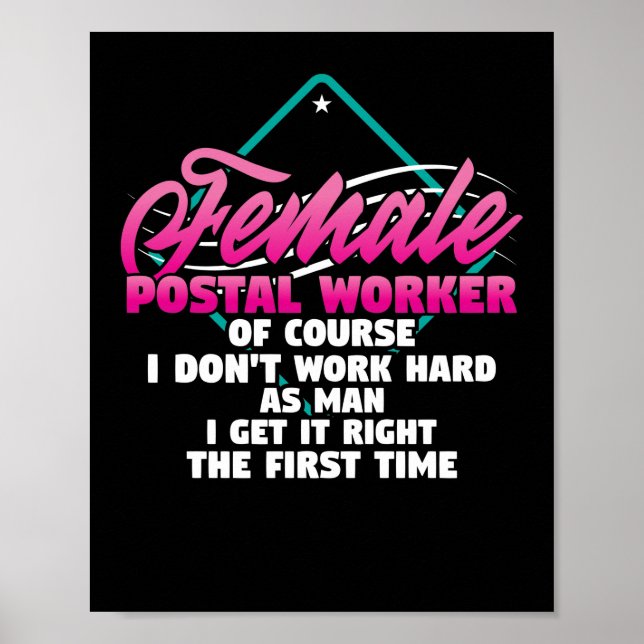 Poster Mail Lady Carrier Female Postal Trabalha Como (Frente)