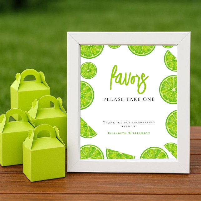 Poster Main Squeeze Lime Green Bridal Shower Favors Sign (Criador carregado)