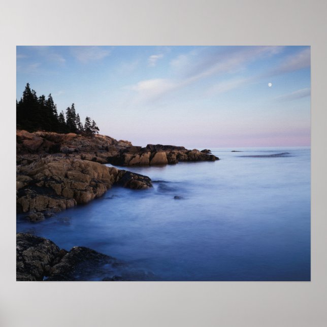 Póster Maine, Acadia National Park, Moonset (Frente)