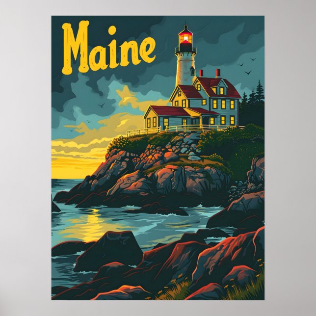 Poster Maine Coastal Beacon: Majestade dos Faróis (Frente)