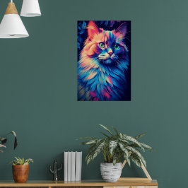 Poster Maine Coon Cat Art Colorida
