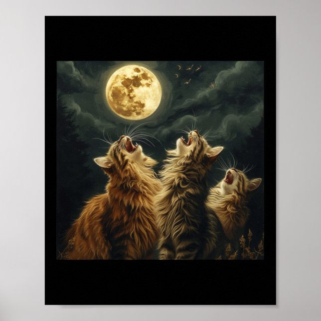 Poster Maine Coon Howl No Moon Cat Lover (Frente)