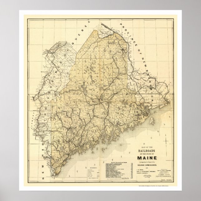 Poster Maine Railroad Map 1899 (Frente)