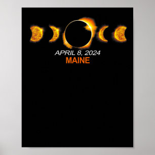 Poster Maine Total Solar Eclipse 8 de abril de 2024