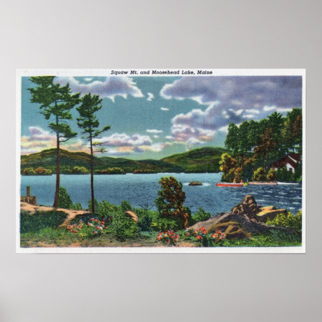 Poster MaineView do Lago Squaw Mountain e Moosehead (Frente)