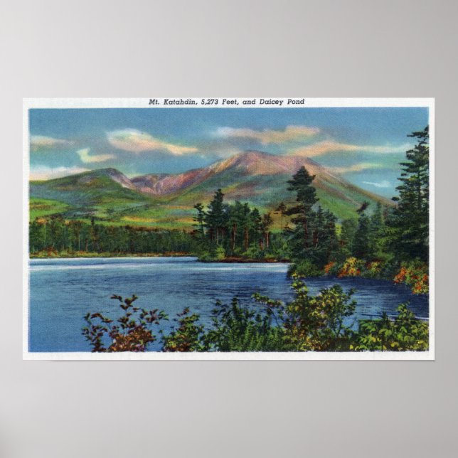 Póster MaineView do Monte Katahdin e Daicey Pond (Frente)