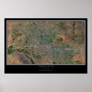 Póster Maior Arizona Phoenix do Mapa do Satélite Espacial