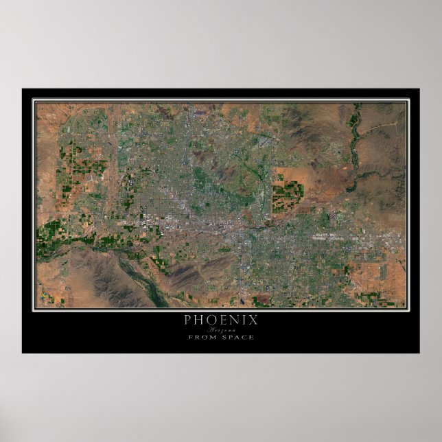 Póster Maior Arizona Phoenix do Mapa do Satélite Espacial (Frente)
