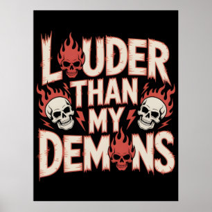 Poster Mais Alto Que Meus Demônios: Caveira Gótica e Cham