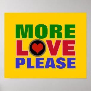 Poster mais amor, por favor, tipografia colorida