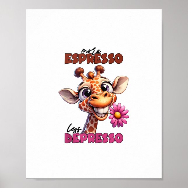 Poster Mais espresso menos depresso Spruch Café Espresso (Frente)