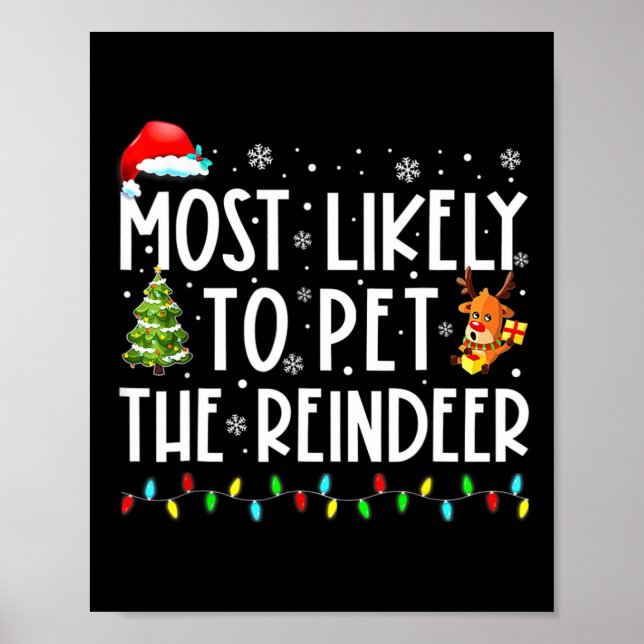 Poster Mais Propenso a Acariciar o Renas Divertido Natal  (Frente)