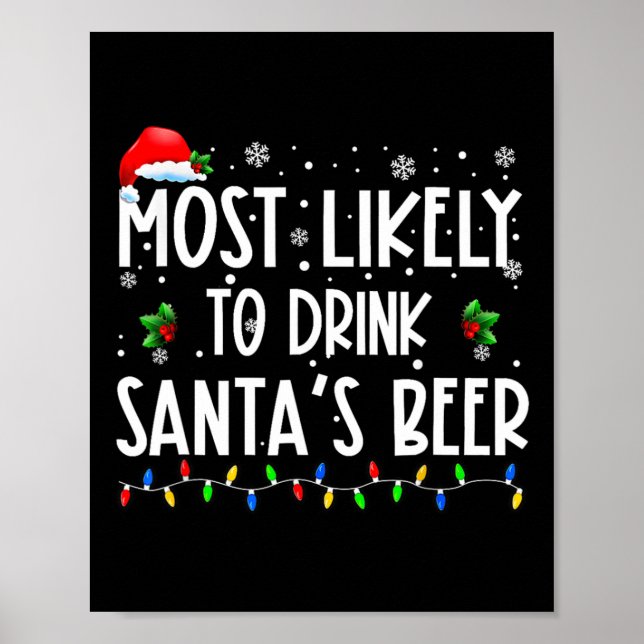 Poster Mais Propenso a Beber a Cerveja do Papai Noel Nata (Frente)