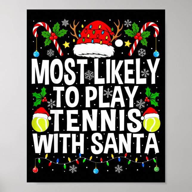 Poster Mais Provável De Jogar Tênis Com Papai Noel Engraç (Frente)