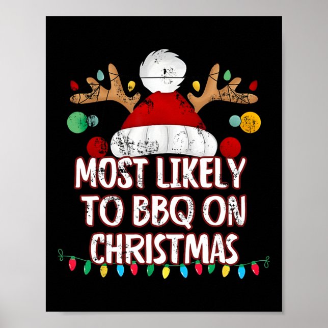 Poster Mais Provável Para Churrasco No Natal Engraçado Co (Frente)