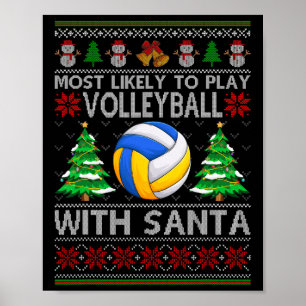Poster Mais Provável Para Jogar Voleibol Com Papais noeis