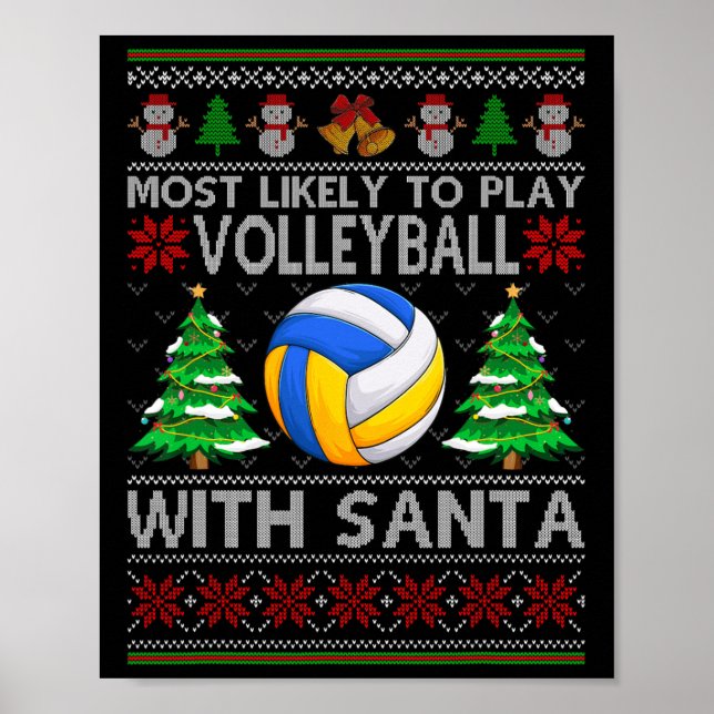 Poster Mais Provável Para Jogar Voleibol Com Papais noeis (Frente)