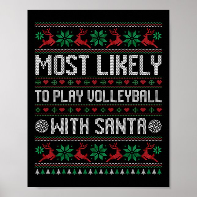 Poster Mais Provável Para Jogar Voleibol Com Papais noeis (Frente)