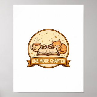 Poster Mais um Capítulo — Livro Aconchegante, Chá & Gato